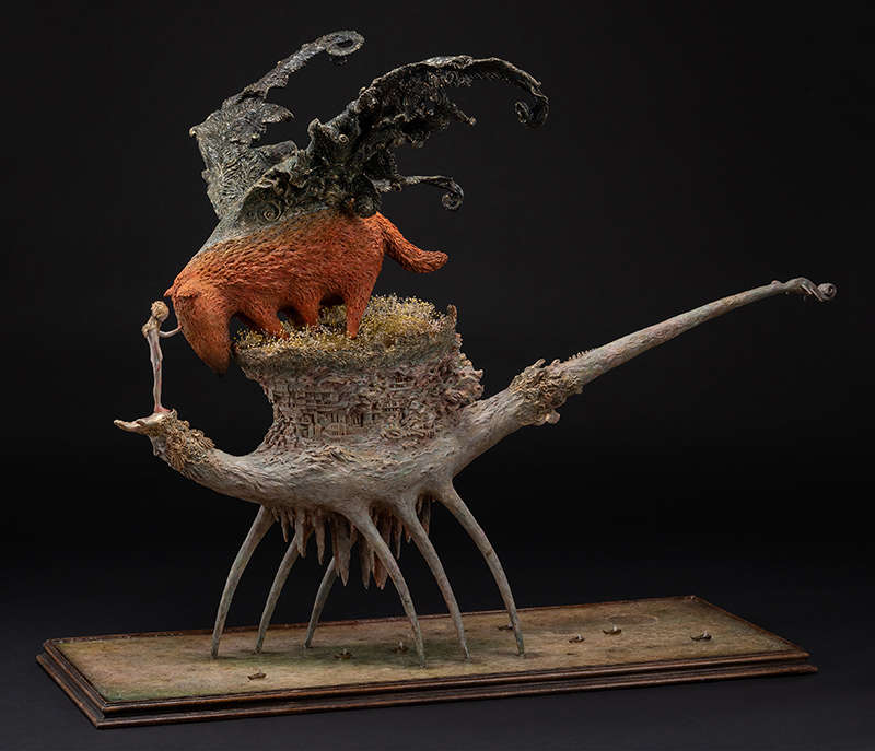 surreal figurative dragon sculpture by Akishi Ueda