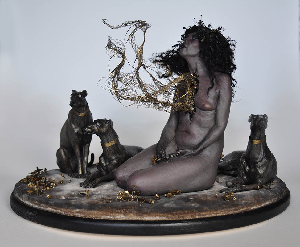 Sculpture by Jessica Dalva. "As Dusk Would Fall", Mixed media sculpture, 9" x 14" x 9"