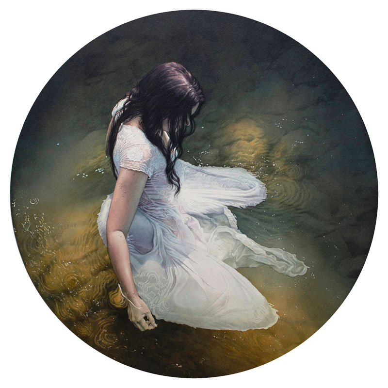 Watercolour painting by Reuben Negron. "Ophelia" [Watercolor on paper mounted on aluminum panel, 24" x 24"]