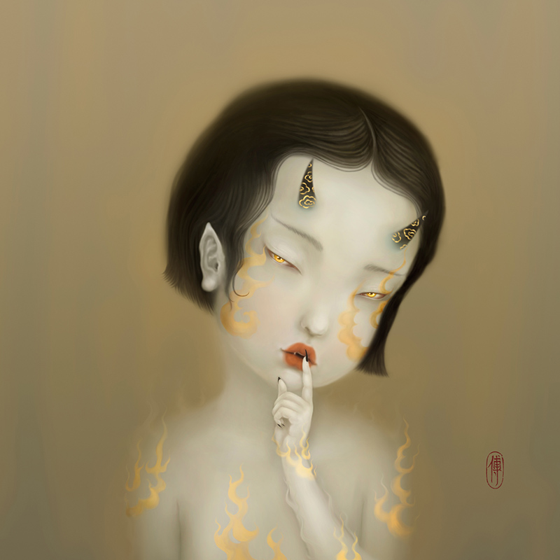 Digital Painting by Sonya FU. "Hush!" [Digital Painting, Adobe Photoshop, Wacom tablet]