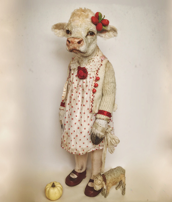 Sculpture by Annie Montgomerie. "Bonny Bove on her 8th Birthday", Textiles/Mixed Media, 23" x 6"