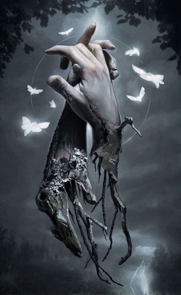 David Seidman - Holding Hands - moths - digital painting