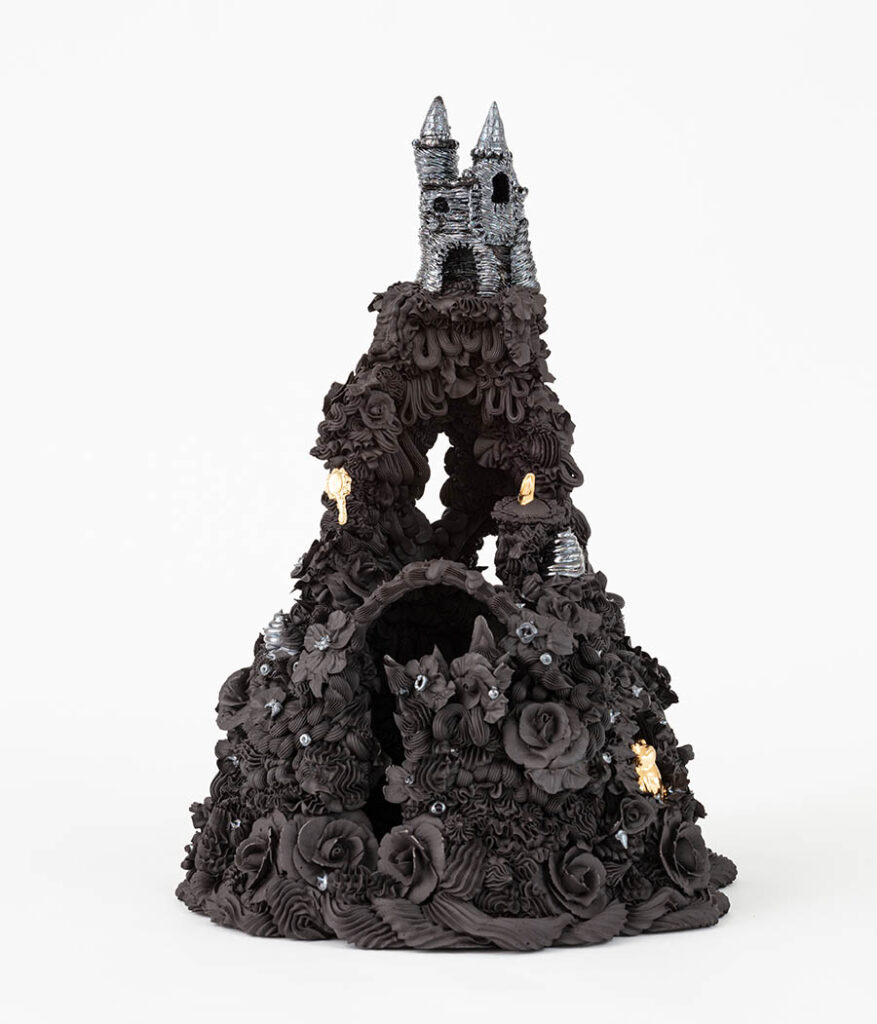 Ebony Russell black castle sculpture