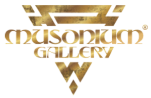 Musonium Gallery Gold Logo on Clear with R