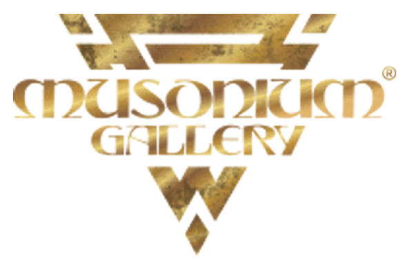 Musonium Gallery Gold Logo on Clear with R