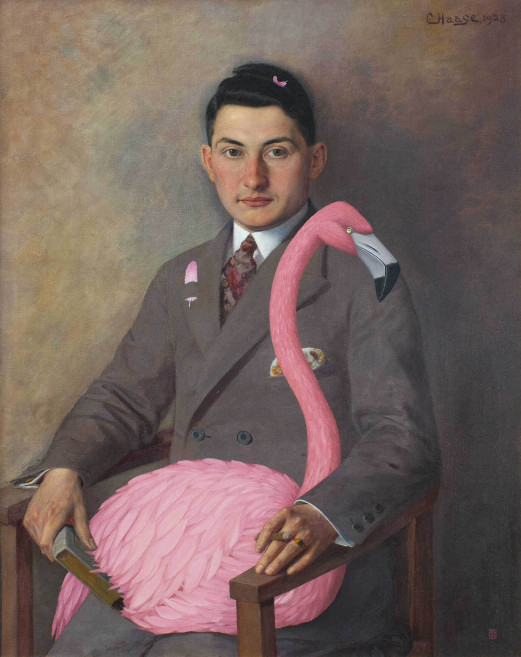 Man with Flamingo